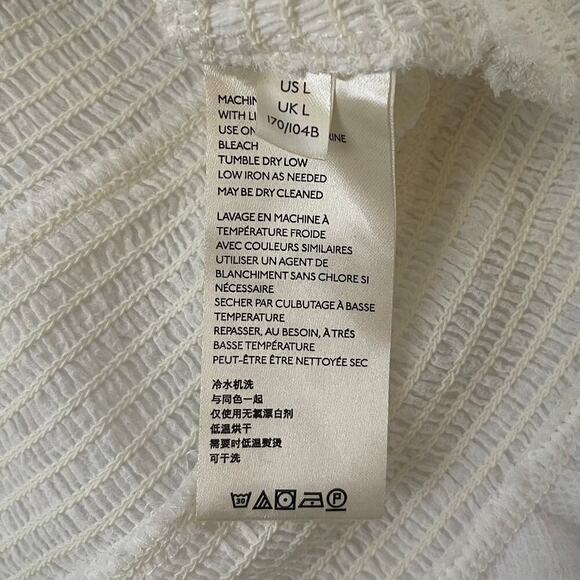 Free People Solid Lolita Blouse - White - Boho - Retro - Semi-Sheer - Size L - Picture 6 of 7